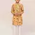 Kids boy yellow linen cotton  straight kurta pant set