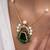 Gold plated green stone necklace