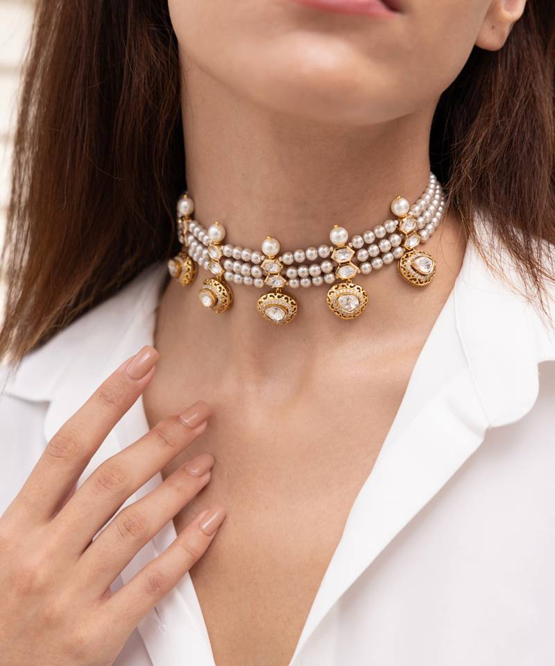 Gold plated choker necklace