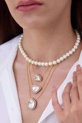 Gold plated kundan layered necklace
