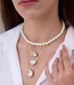 Gold plated kundan layered necklace