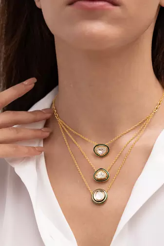 Gold plated kundan layered necklace