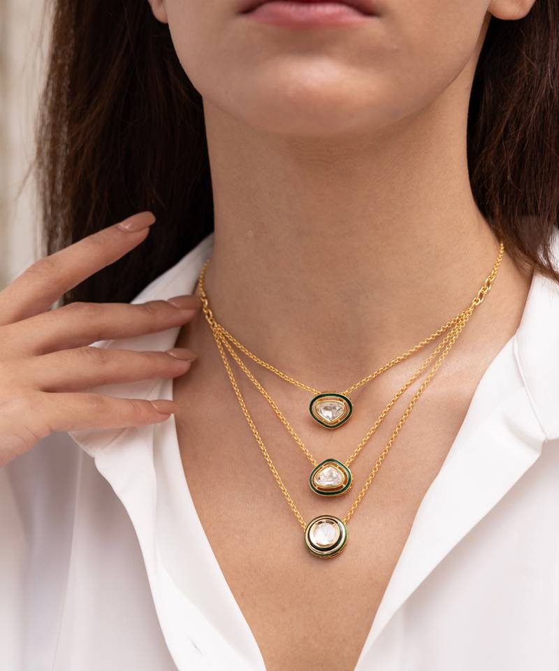 Gold plated kundan layered necklace