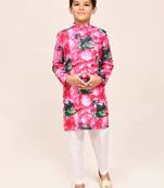 Kids boy pink cotton straight kurta pant set