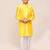 Kids boy yellow cotton silk  straight kurta pant set