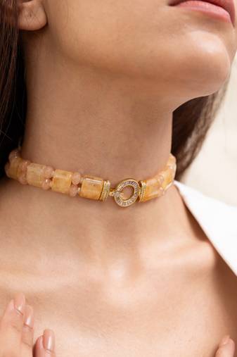 Gold plated kundan choker necklace