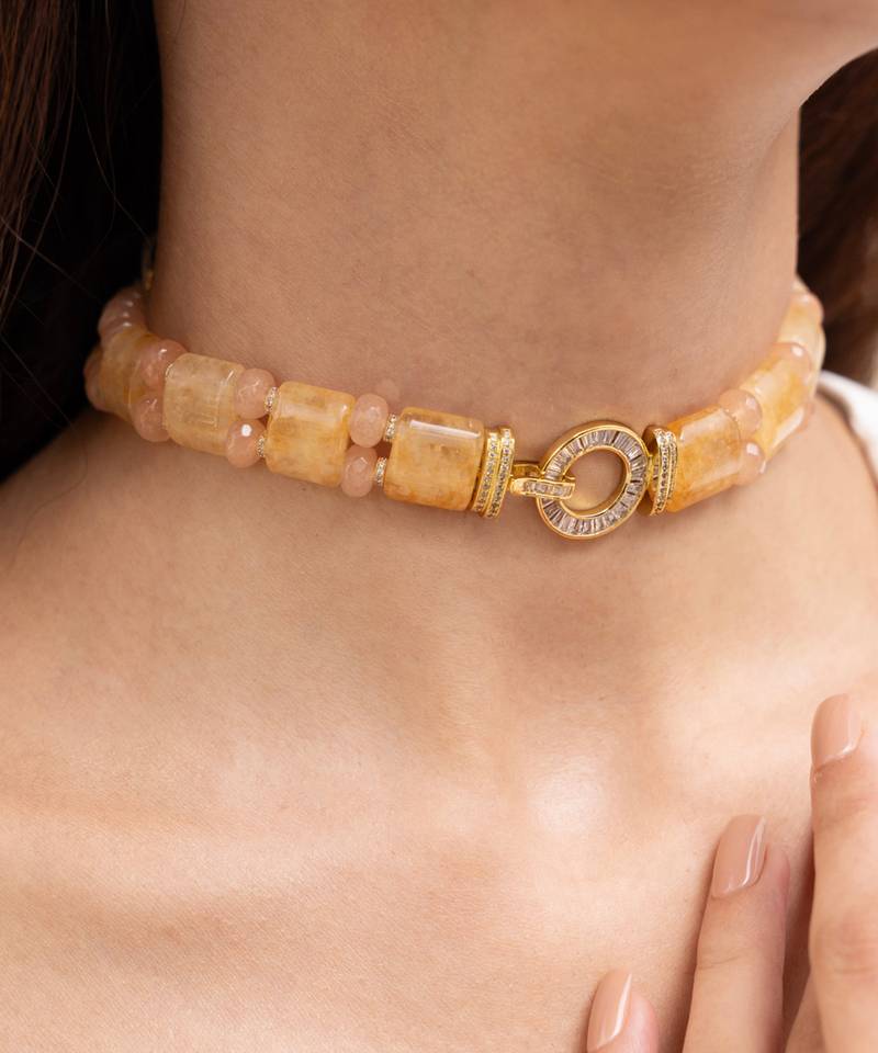 Gold plated kundan choker necklace