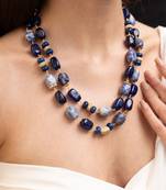 Gold plated blue stone necklace