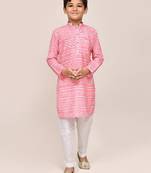 Kids boy pink cotton silk  straight kurta pant set