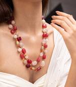 Gold plated red stone necklace
