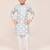 Kids boy white printed cotton straight kurta pant set