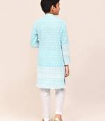 Kids boy sky blue cotton straight kurta pant set