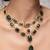 Gold plated green stone Layered necklace set