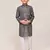 Kids boy grey linen cotton  straight kurta pant set