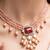 Gold plated red stone kundan necklace set