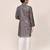 Kids boy grey linen cotton  straight kurta pant set