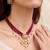 Gold plated maroon kundan necklace set
