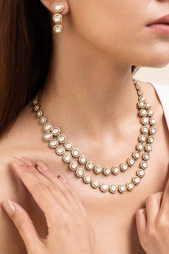 Gold plated layered necklace set