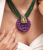 Gold plated multicolor stone kundan necklace