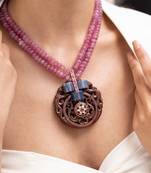 Gold plated pink stone necklace