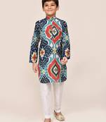 Kids boy multicolour pure cotton straight kurta pant set