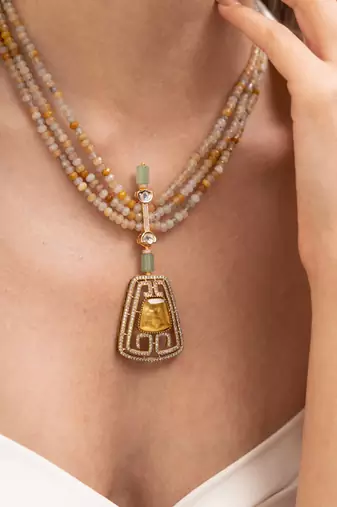 Gold plated multicolor stone kundan necklace