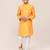 Kids boy yellow pure silk straight kurta pant set
