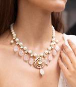 Gold plated pearl necklace set