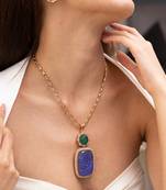 Gold plated blue stone kundan necklace set