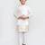 Kids boy white jacquard silk straight kurta pant set