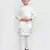 Kids boy white jacquard silk straight kurta pant set