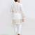 Kids boy white jacquard silk straight kurta pant set