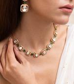 Gold plated kundan necklace set