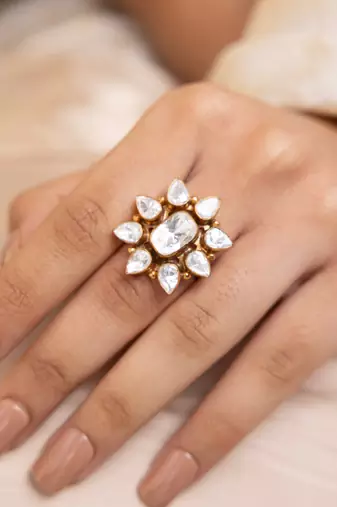 Gold plated kundan ring