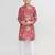 Kids boy red cotton silk  straight kurta pant set