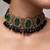 Gold plated green kundan necklace set