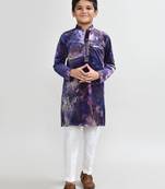 Kids boy purple velvet straight kurta pant set