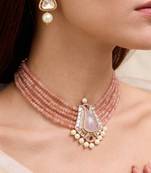 Gold plated multicolor stone kundan necklace set