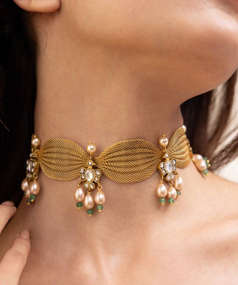 Gold plated choker necklace