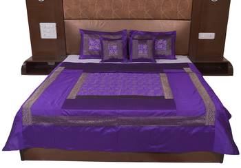 Polysilk Hand Gold Print Bed Cover Set 1