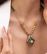 Gold plated green stone necklace
