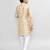 Kids boy beige satin silk  straight kurta pant set