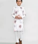 Kids boy white cotton straight kurta pant set