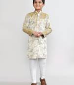 Kids boy golden velvet straight kurta pant set