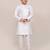 Kids boy white art silk with thread & sequence work straight kurta pant set