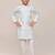 Kids boy sky blue silk based therad work straight kurta pant set