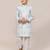 Kids boy sky blue silk based therad work straight kurta pant set