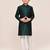 Kids boy bottle green jacquard silk straight kurta pant set