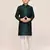 Kids boy bottle green jacquard silk straight kurta pant set