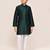 Kids boy bottle green jacquard silk straight kurta pant set